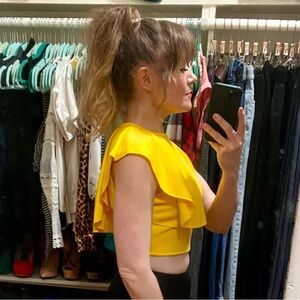 Yellow Ruffle Accent Top